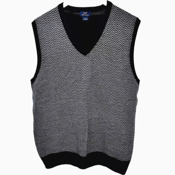 Brooks Brothers 346 Extra Fine Merino Wool V-Neck Sweater Vest, Large, Navy/Gray - Picture 3 of 8